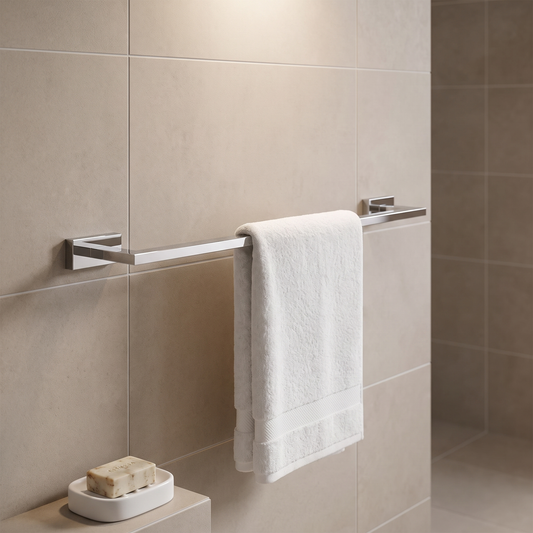 Chrome Single Towel Rail lifestyle