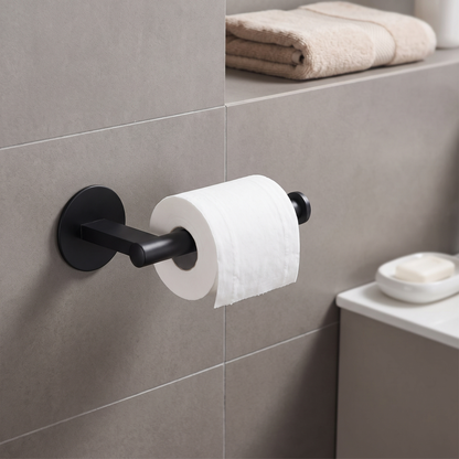 Black Adhesive Toilet Roll Holder lifestyle