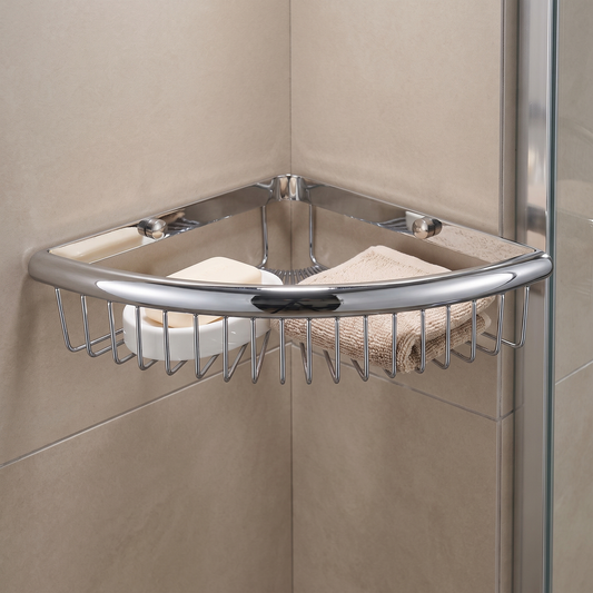 Chrome Triangle Corner Shower Caddy lifestyle