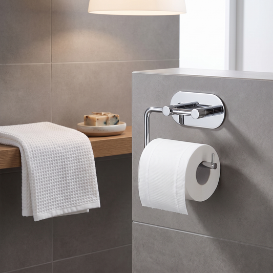 Adhesive SS Toilet Roll Holder - Chrome lifestyle