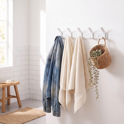 White Aluminium Wall Hanging Hooks