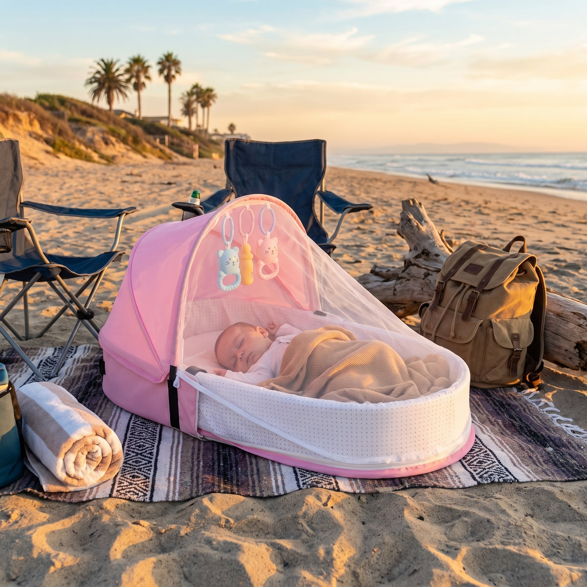 Baby Travel Crib Pink lifestyle