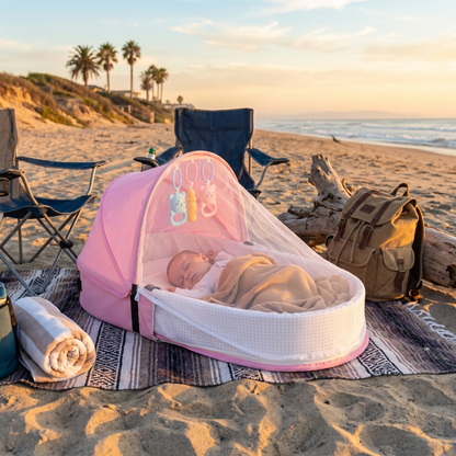 Baby Travel Crib Pink lifestyle