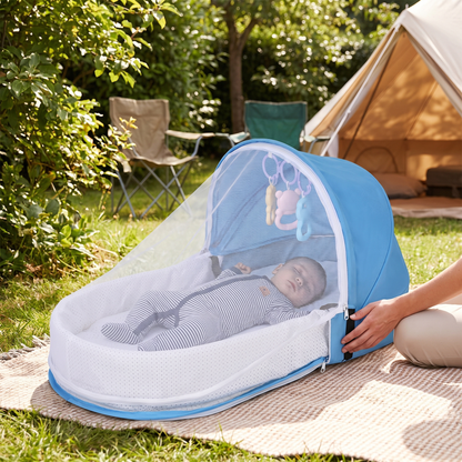 Baby Travel Crib Blue lifestyle