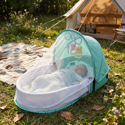 Baby Travel Crib Green lifestyle
